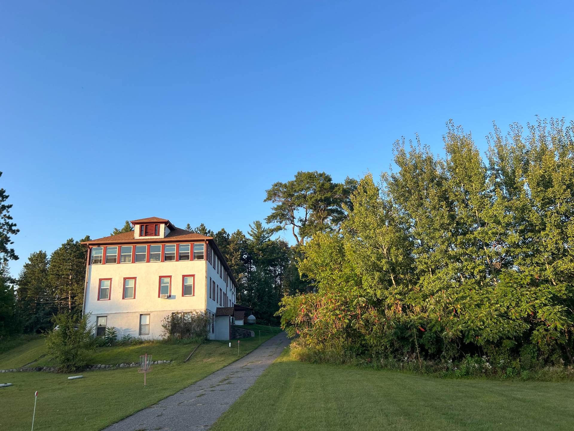 Exterior view in late afternoon