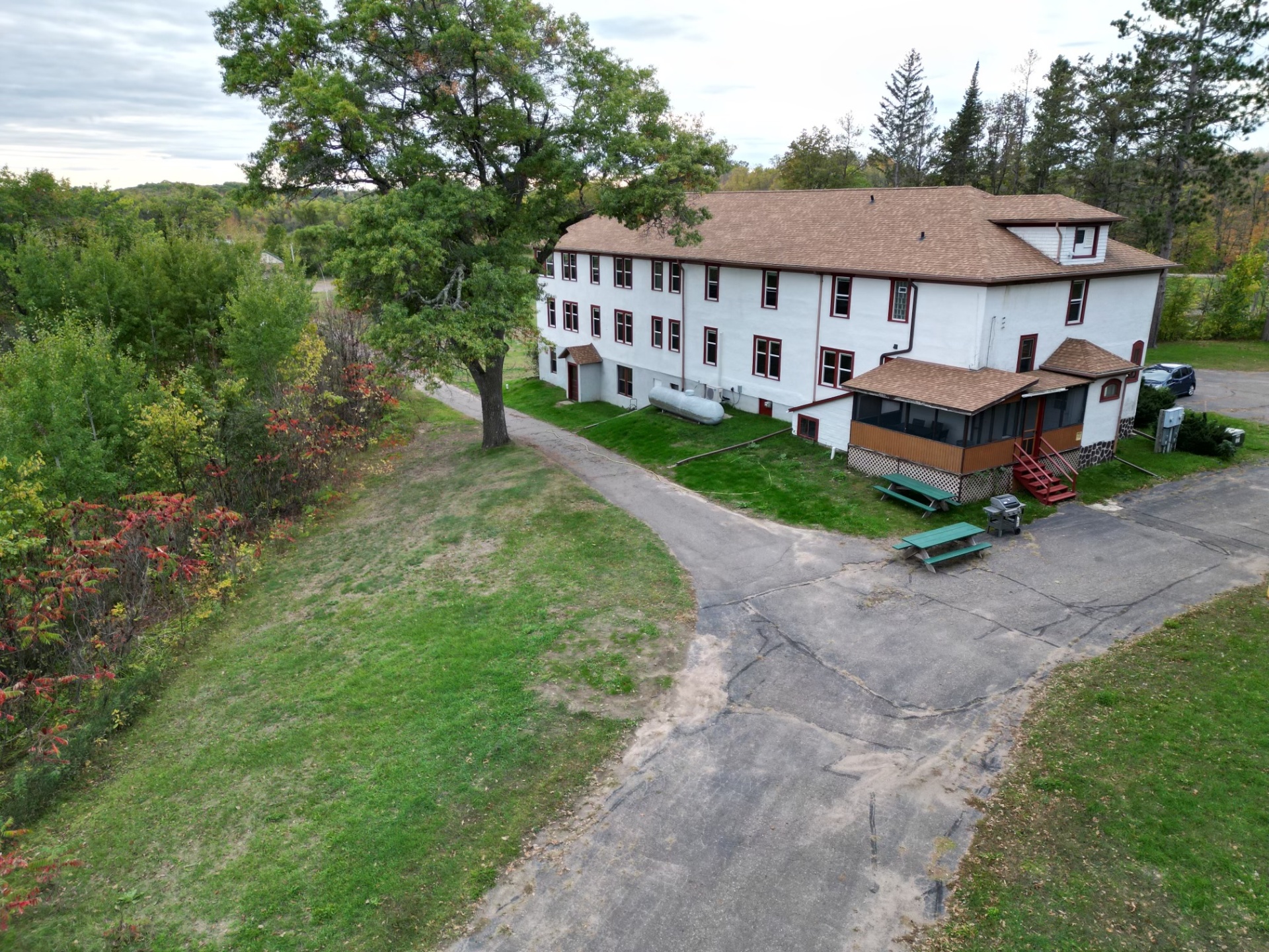 Aerial view of the house from the back